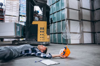 Worker lying on the floor